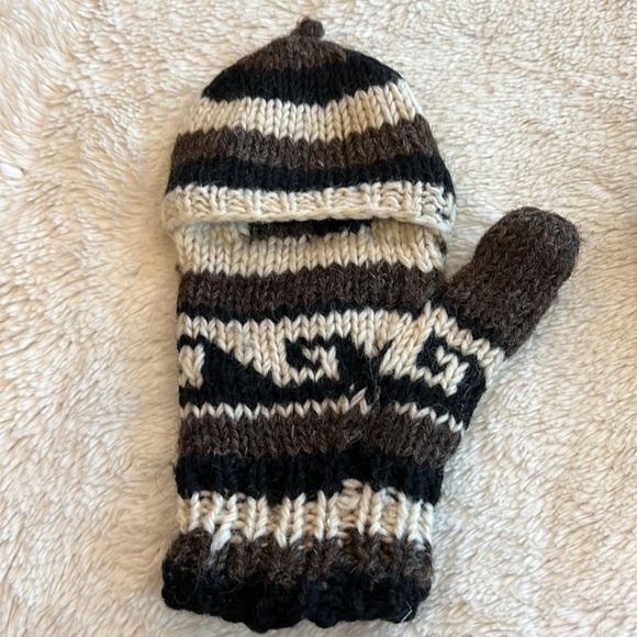 Homemade knit wool Flip Top Gloves - Picture 3 of 8